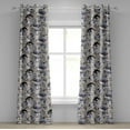 thumbnail image 1 of Ambesonne Vintage Grommet Curtain, Brush Strokes Retro Flowers, 50"x96", Ceil Blue and Pale Brown, 1 of 5