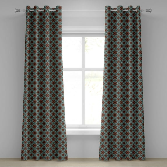 Ambesonne Vintage Grommet Curtain, Classic Flower Motifs, 50" x 120", Pale Blue Coral