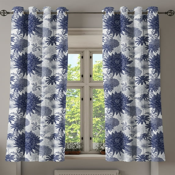 Ambesonne Vintage Grommet Curtain, Dotted Digital Paint, 50" x 63", Blue White