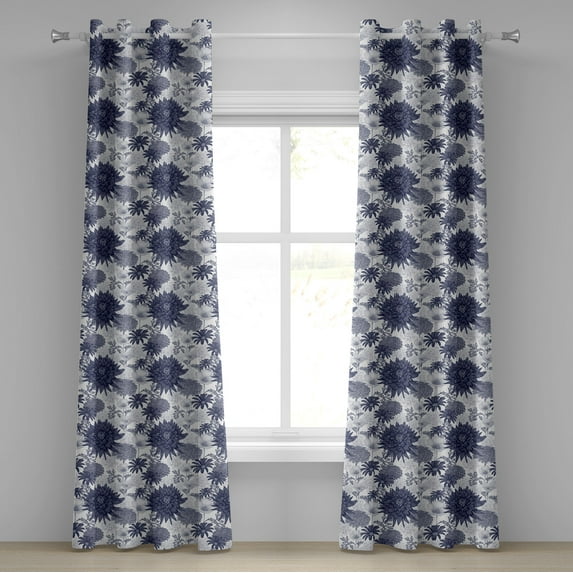 Ambesonne Vintage Grommet Curtain, Dotted Digital Paint, 50" x 84", Blue White