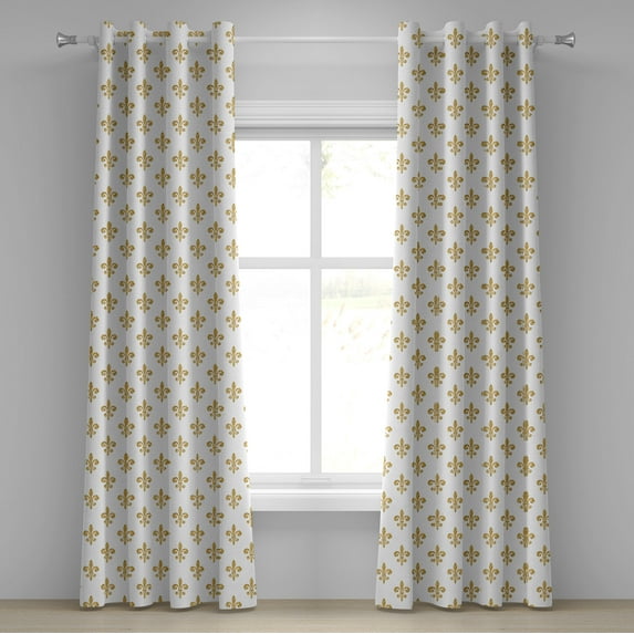 Ambesonne Vintage Grommet Curtain, European Lily Noble, 50" x 120", Yellow White