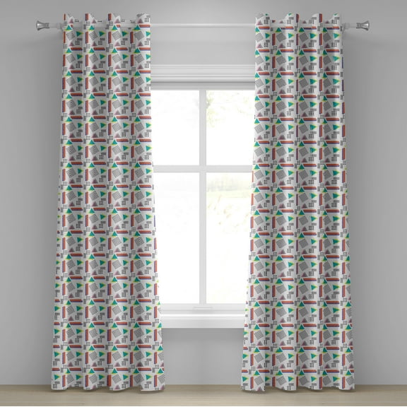 Ambesonne Vintage Grommet Curtain, Old Retro Style Pattern, 50" x 72", Coral Black