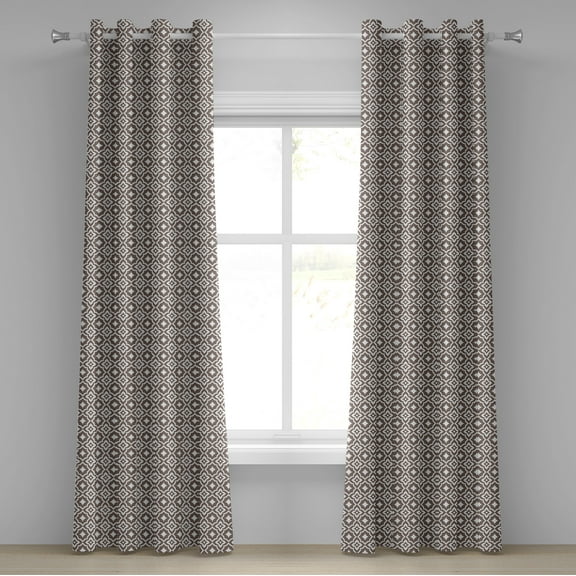 Ambesonne Vintage Grommet Curtain, Oriental Floral Design, 50" x 72", White and Taupe