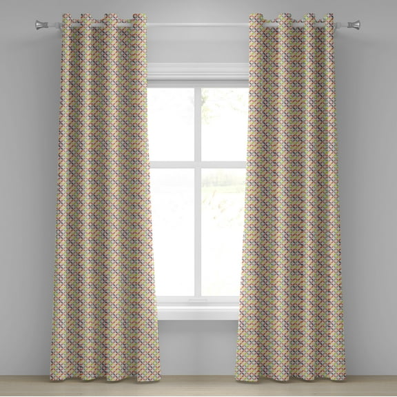 Ambesonne Vintage Grommet Curtain, Ornaments, 50" x 108", Multicolor