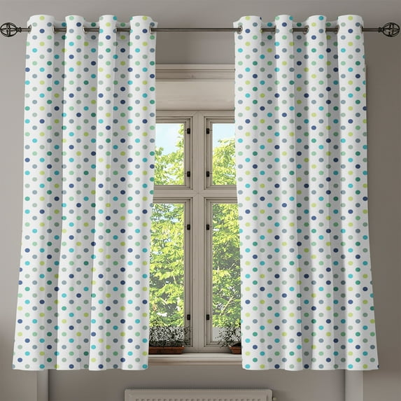 Ambesonne Vintage Grommet Curtain, Polka Dots Fashion, 50" x 63", Apple Green Jade Green