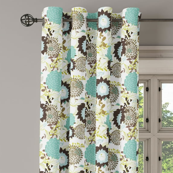 Ambesonne Vintage Grommet Curtain Single Panel, Abstract Ornate Flower, 50"x60", Seafoam Brown Green