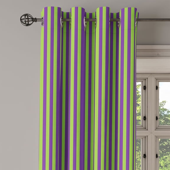 Ambesonne Vintage Grommet Curtain Single Panel, Blue Green Bold Stripes, 50"x60", Royal Blue Lime Green