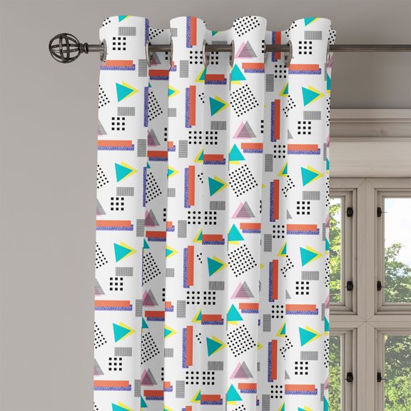 Ambesonne Vintage Grommet Curtain Single Panel, Old Retro Style Pattern, 50"x60", Coral Black