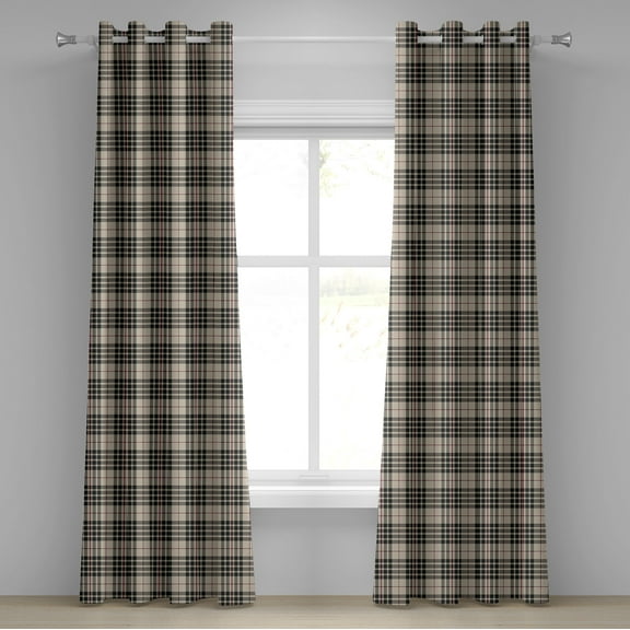Ambesonne Vintage Grommet Curtain, Tartan British Heraldry, 50" x 108", Beige Dark Taupe Maroon