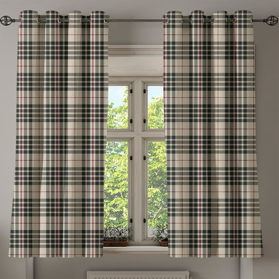 Ambesonne Vintage Grommet Curtain, Tartan British Heraldry, 50" x 63", Beige Dark Taupe Maroon