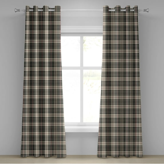 Ambesonne Vintage Grommet Curtain, Tartan British Heraldry, 50" x 84", Beige Dark Taupe Maroon