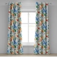 thumbnail image 1 of Ambesonne Vintage Grommet Curtain, Watercolor Flowers Leaves, 50"x72", Deep Sky Blue Dark Green, 1 of 1