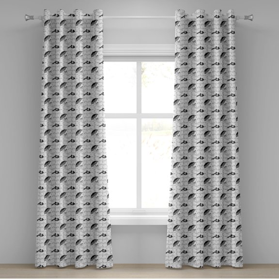 Ambesonne Vintage Grommet Curtain, Women Fashion Clothes, 50" x 108", Black Pale Grey White