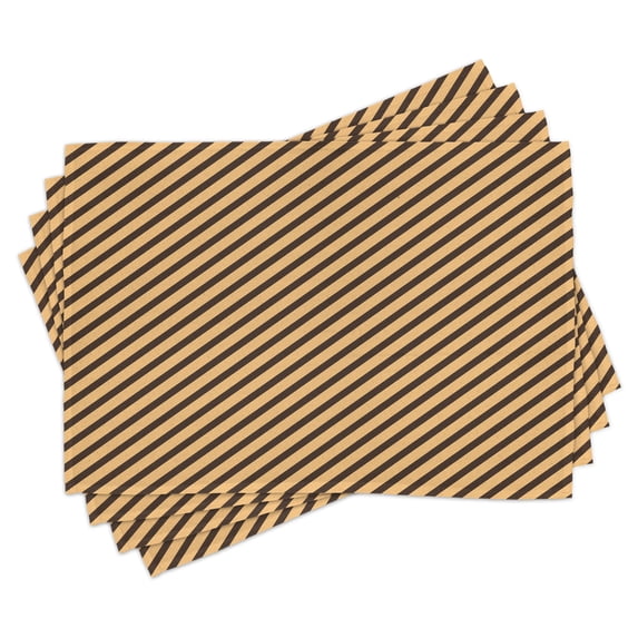Ambesonne Vintage Home Place Mats Set of 4, Striped Modern, Standard Size, Sand Brown Chocolate