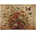 thumbnail image 1 of Ambesonne Vintage Jigsaw Puzzle, Dreamy Art Butterfly Floral, Heirloom-Quality Fun Activity for Family Durable Cardboard, 1000 pcs, Caramel Burgundy, 1 of 5