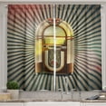 thumbnail image 1 of Ambesonne Vintage Kitchen Curtains, Antique Radio Music Box, 55"x45", Petrol Blue Beige, 1 of 3