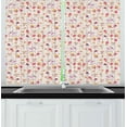 thumbnail image 1 of Ambesonne Vintage Kitchen Curtains, Antique Retro Tea Cups, 55"x45", Dark Coral Pale Pink, 1 of 1