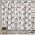 thumbnail image 1 of Ambesonne Vintage Kitchen Curtains, Bluebirds Rhododendron Art, 55"x39", Fern Green Rose and Blush, 1 of 3
