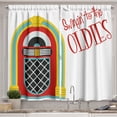 thumbnail image 1 of Ambesonne Vintage Kitchen Curtains, Jazz Age Party Music, 55"x39", Red Sky Blue and Yellow, 1 of 2
