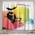 thumbnail image 1 of Ambesonne Vintage Kitchen Curtains, London Fashion Lady, 55"x30", Multicolor, 1 of 3