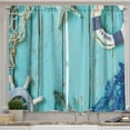 thumbnail image 1 of Ambesonne Vintage Kitchen Curtains, Nautical Ocean Scenery, 55"x45", Turquoise Navy Blue, 1 of 3