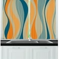 thumbnail image 1 of Ambesonne Vintage Kitchen Curtains, Retro Vibrant Stripes, 55"x45", Petrol Blue and Marigold, 1 of 1