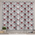 thumbnail image 1 of Ambesonne Vintage Kitchen Curtains, Roses Vertical Stripes Art, 55"x36", Dark Pink Charcoal Grey, 1 of 3