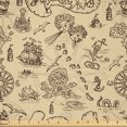 thumbnail image 1 of Ambesonne Vintage Mermaid Fabric by the Yard Microfiber, Adventure Map Art, 1 Yard, Pale Mustard and Brown, 1 of 1