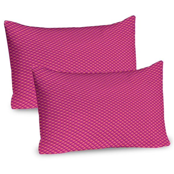Ambesonne Vintage Mermaid Pillow Sham 2 Pack, Fish Scale, 26"x20", Purple Pink Salmon