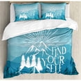 thumbnail image 1 of Ambesonne Vintage Mountain Range Silhouette and Pine Trees with Typography Wild Life Graphic Duvet Cover Set, 1 of 3