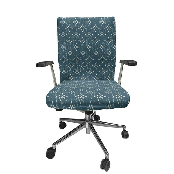 Ambesonne Vintage Office Chair Cover Stretchable High Back, Grunge Simplistic Garden, Dark Teal and Eggshell
