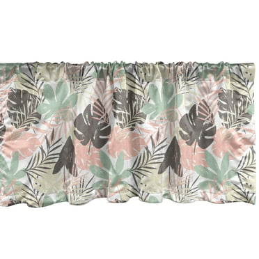 Ambesonne Vintage Palm Window Valance, Minimalist Sketch Leaf, 54" X 18", White and Multicolor