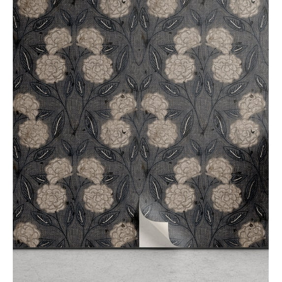 Ambesonne Vintage Peel & Stick Wallpaper for Home, Floral Classic Jacobean Art, 13"x36", Dark Taupe Grey Tan