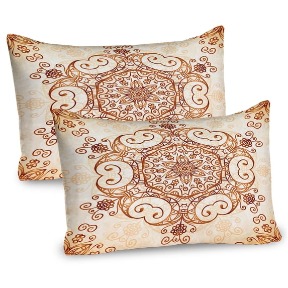 Ambesonne Vintage Pillow Sham 2 Pack, Abstract Damask Motif, 30"x20", Redwood Peach