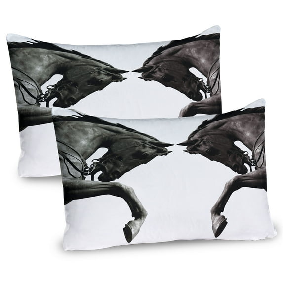 Ambesonne Vintage Pillow Sham 2 Pack, Abstract Horse, 30"x20", Brown Sage Green