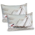 thumbnail image 1 of Ambesonne Vintage Pillow Sham 2 Pack, Antique American Yacht, 30"x20", Pale Grey Tan White, 1 of 3