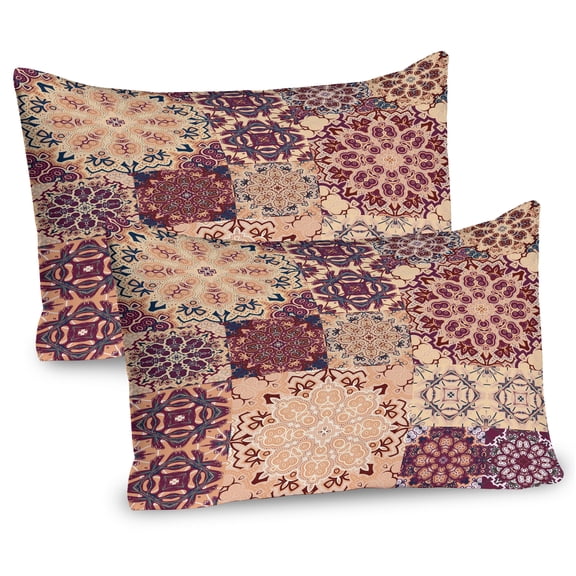 Ambesonne Vintage Pillow Sham 2 Pack, Antique Morroccan Art, 36"x20", Dried Rose Ivory