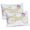 thumbnail image 1 of Ambesonne Vintage Pillow Sham 2 Pack, Bicycle with Flowers, 26"x20", White and Yellow, 1 of 3