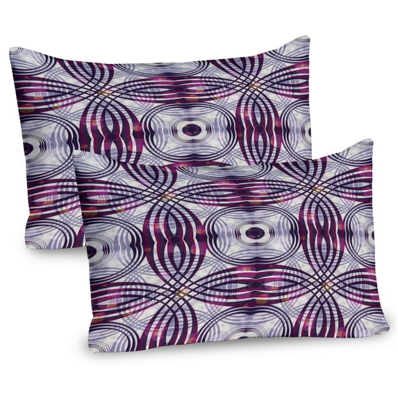 Ambesonne Vintage Pillow Sham 2 Pack, Geometric Stripe Circle, 30"x20", Lavender Plum