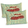 thumbnail image 1 of Ambesonne Vintage Pillow Sham 2 Pack, Groovy Rock Music Vibe, 26"x20", Red Yellow, 1 of 3