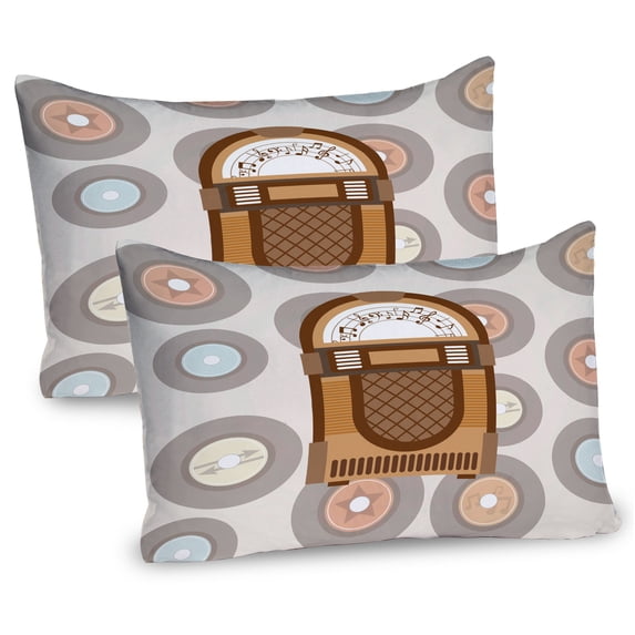 Ambesonne Vintage Pillow Sham 2 Pack, Long Players Pickup, 30"x20", Pale Coffee Brown