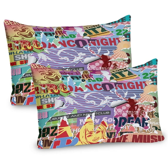 Ambesonne Vintage Pillow Sham 2 Pack, Old Torn Poster Effect, 26"x20", Yellow Blue