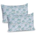 thumbnail image 1 of Ambesonne Vintage Pillow Sham 2 Pack, Pale Blooming Rose Flowers, 26"x20", Pale Blue Pale Teal, 1 of 3