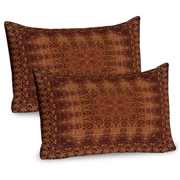 Ambesonne Vintage Pillow Sham 2 Pack, Persian Lace, 36"x20", Orange Brown