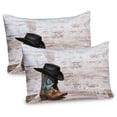 thumbnail image 1 of Ambesonne Vintage Pillow Sham 2 Pack, Rodeo Cowboy Grunge Hat, 30"x20", Black Brown, 1 of 3