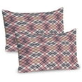 thumbnail image 1 of Ambesonne Vintage Pillow Sham 2 Pack, Tartan Motif, 30"x20", Pale Pink Ivory Grey, 1 of 3