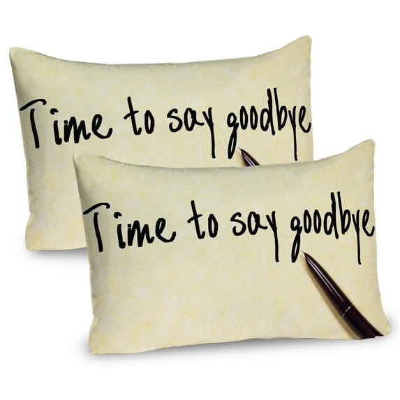 Ambesonne Vintage Pillow Sham 2 Pack, Time to Goodbye, 30"x20", Pale Yellow Black