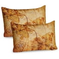 thumbnail image 1 of Ambesonne Vintage Pillow Sham 2 Pack, Treasure Map Compass, 30"x20", Tan, 1 of 1
