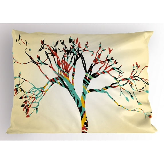 Ambesonne Vintage Pillow Sham, Abstract Colorful Tree, 26" X 20", Multicolor