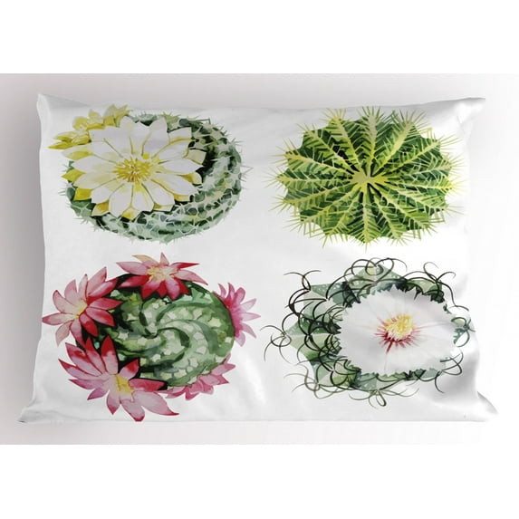 Ambesonne Vintage Pillow Sham, Mexican Retro Funky Cactus, 26" X 20", Multicolor